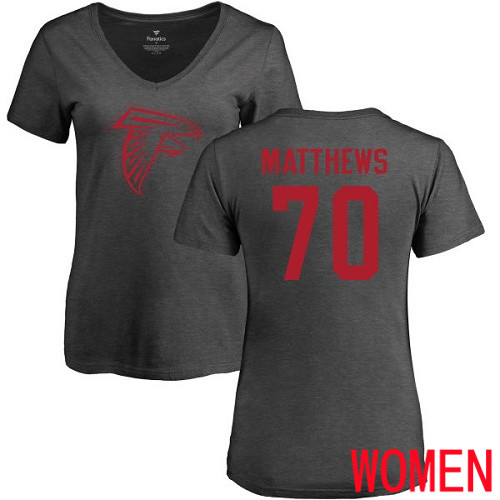 Atlanta Falcons Ash Women Jake Matthews One Color NFL Football #70 T Shirt